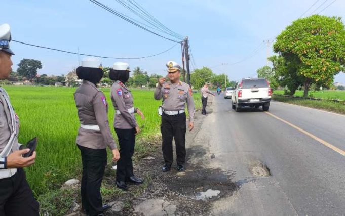 Satlantas Pringsewu Temukan Banyak Jalan Rusak di Jalinbar