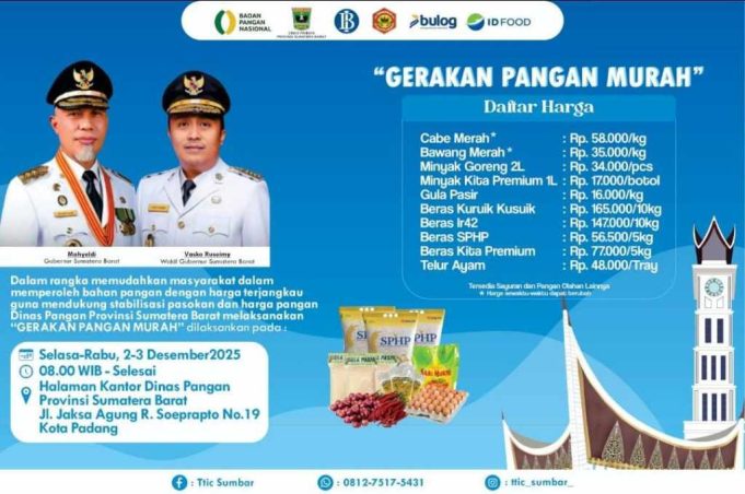 Jaga Stabilitas Pasokan – Harga, Pemprov Sumbar Gelar Gerakan Pangan Murah