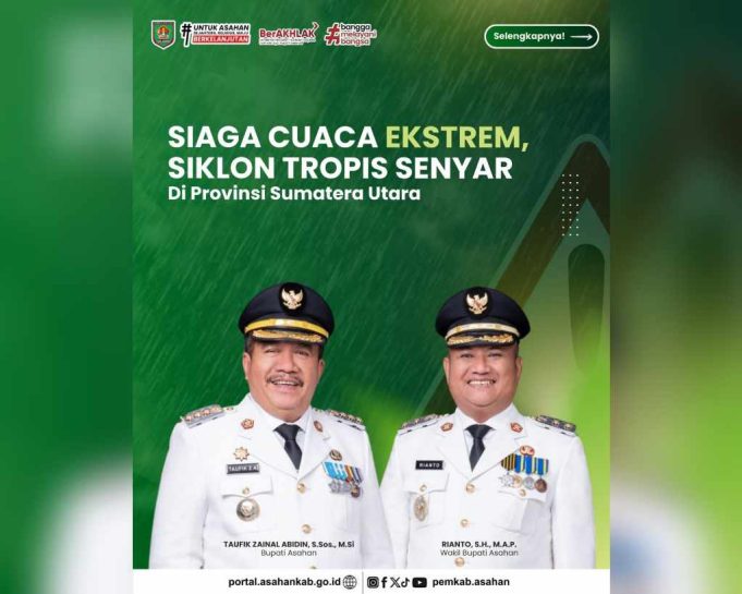 PEMKAB ASAHAN IMBAU WASPADA CUACA EKSTREM DAMPAK SIKLON TROPIS SENYAR