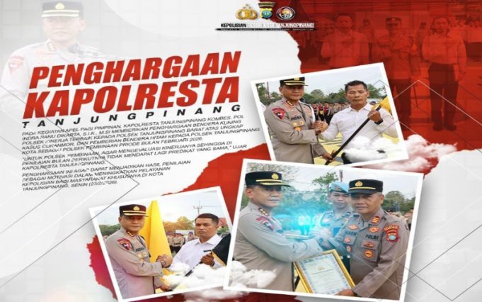 Kapolresta Tanjungpinang Pimpinan Apel Pagi, Sekaligus Pemberian Penghargaan Personel Berprestasi