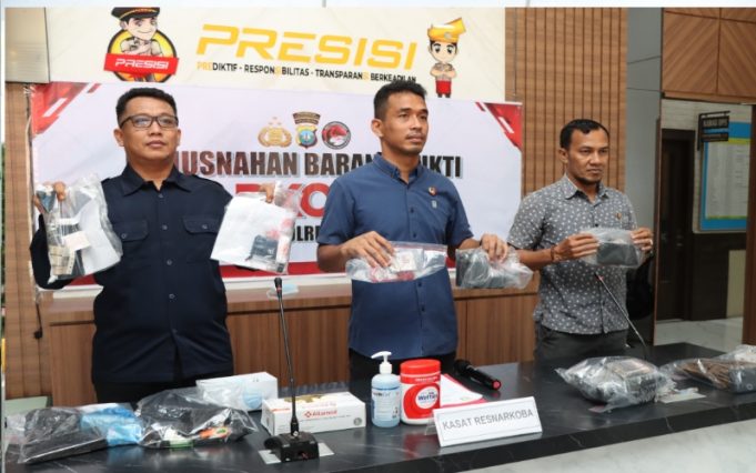 Pemusnahan Barang Bukti Narkotika, Sat Resnarkoba Polresta Tanjungpinang Musnahkan 88,41 Gram Sabu