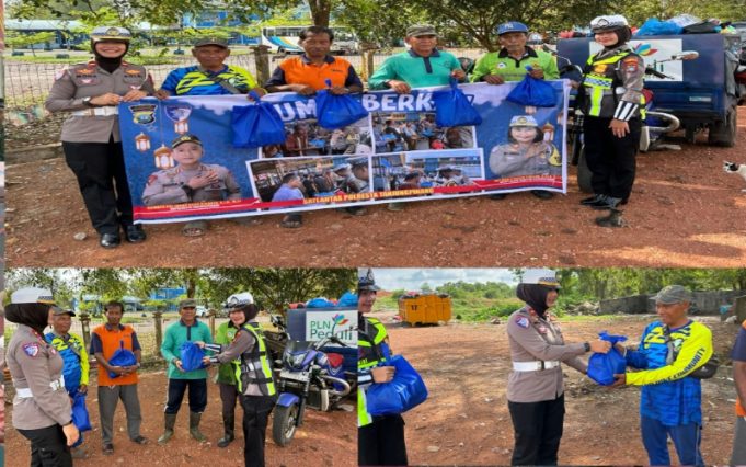 Jumat Berkah, Sat Lantas Polresta Tanjungpinang Bagikan Bansos kepada Pekerja Kebersihan Kota