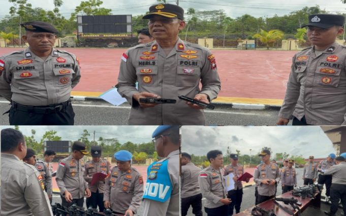 Wakapolres Bintan Pimpin Pemeriksaan Senjata Api Personel, Pastikan Kesiapan Pengamanan Idul Fitri