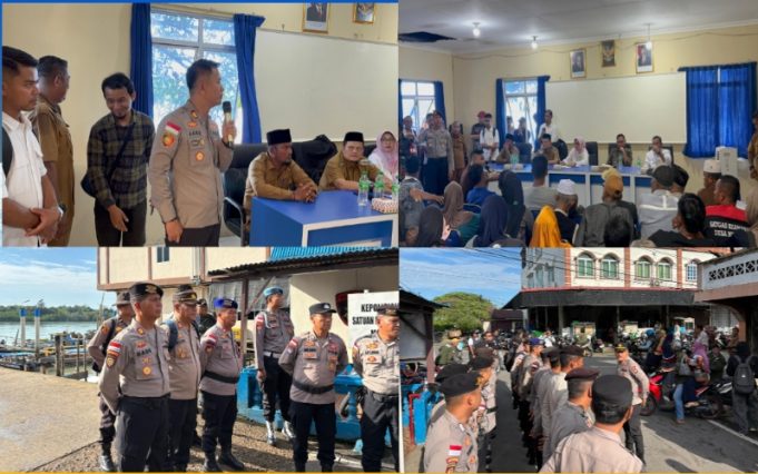 Pengamanan Musyawarah Sedimentasi Pasir Laut di Desa Numbing, Polres Bintan Turunkan 41 Personel