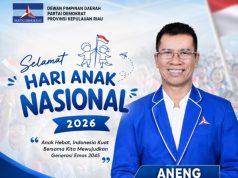 Aneng Ucapkan Selamat Hari Anak Nasional 2026, Demokrat Kepri Ajak Wujudkan Generasi Emas 2045