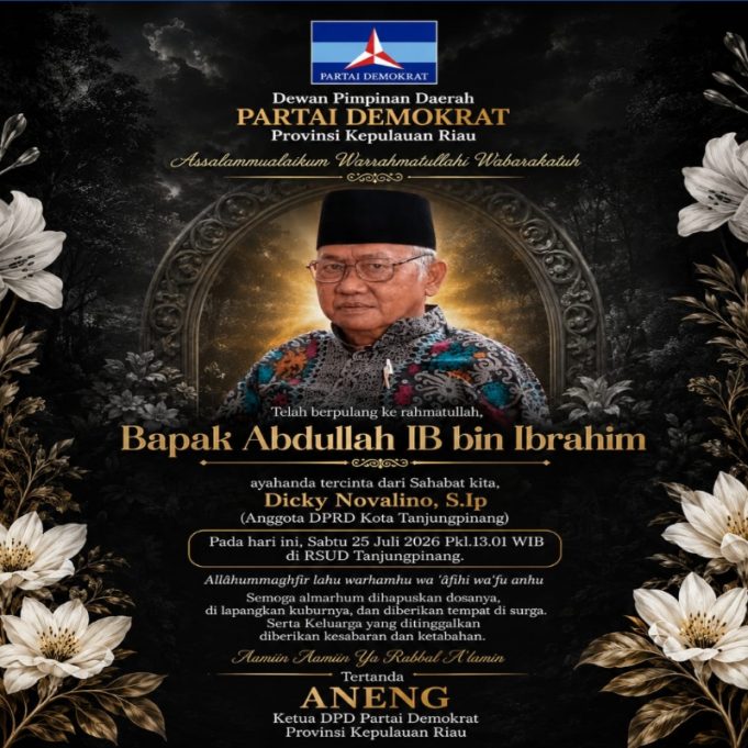 DPD Partai Demokrat Kepri Berduka, Ayahanda Anggota DPRD Tanjungpinang Dicky Novalino Meninggal Dunia