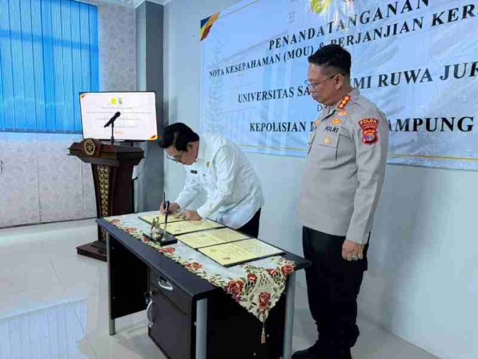 Universitas Saburai Kerjasama dengan Polda Lampung Bentuk Pusat Studi Kepolisian