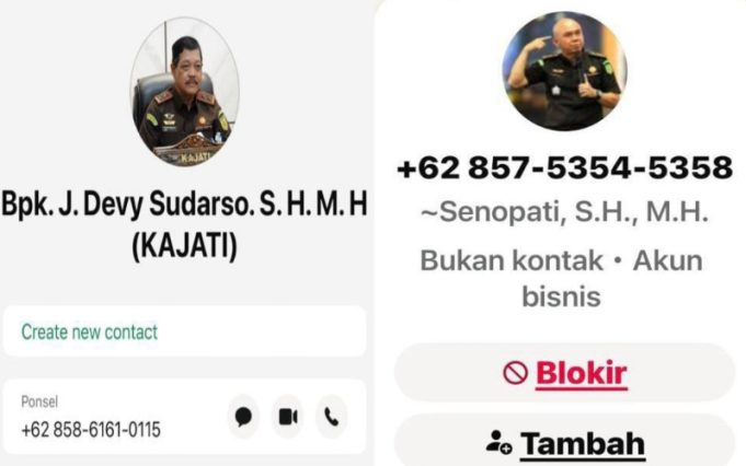 Nama Kajati Kepri dan Kasi Penkum Dicatut untuk Penipuan WhatsApp, Masyarakat Diminta Waspada