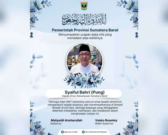 Gubernur Mahyeldi Sampaikan Duka Mendalam atas Wafatnya Kadis Kebudayaan Sumbar